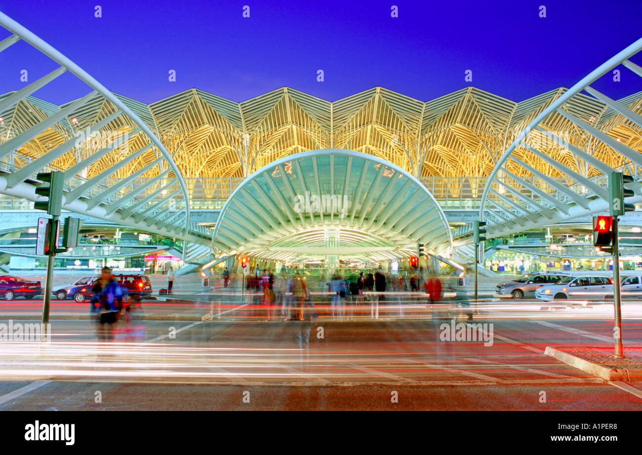 Train and metro station Gare do Oriente, Lisbon, Portugal, Europe Stock Photo