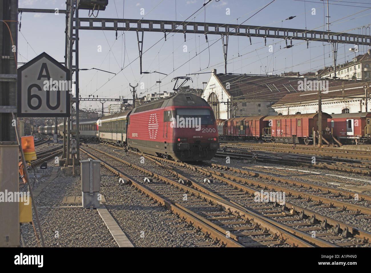 Train in Lausanne station, Switzerland Stock Photo Alamy