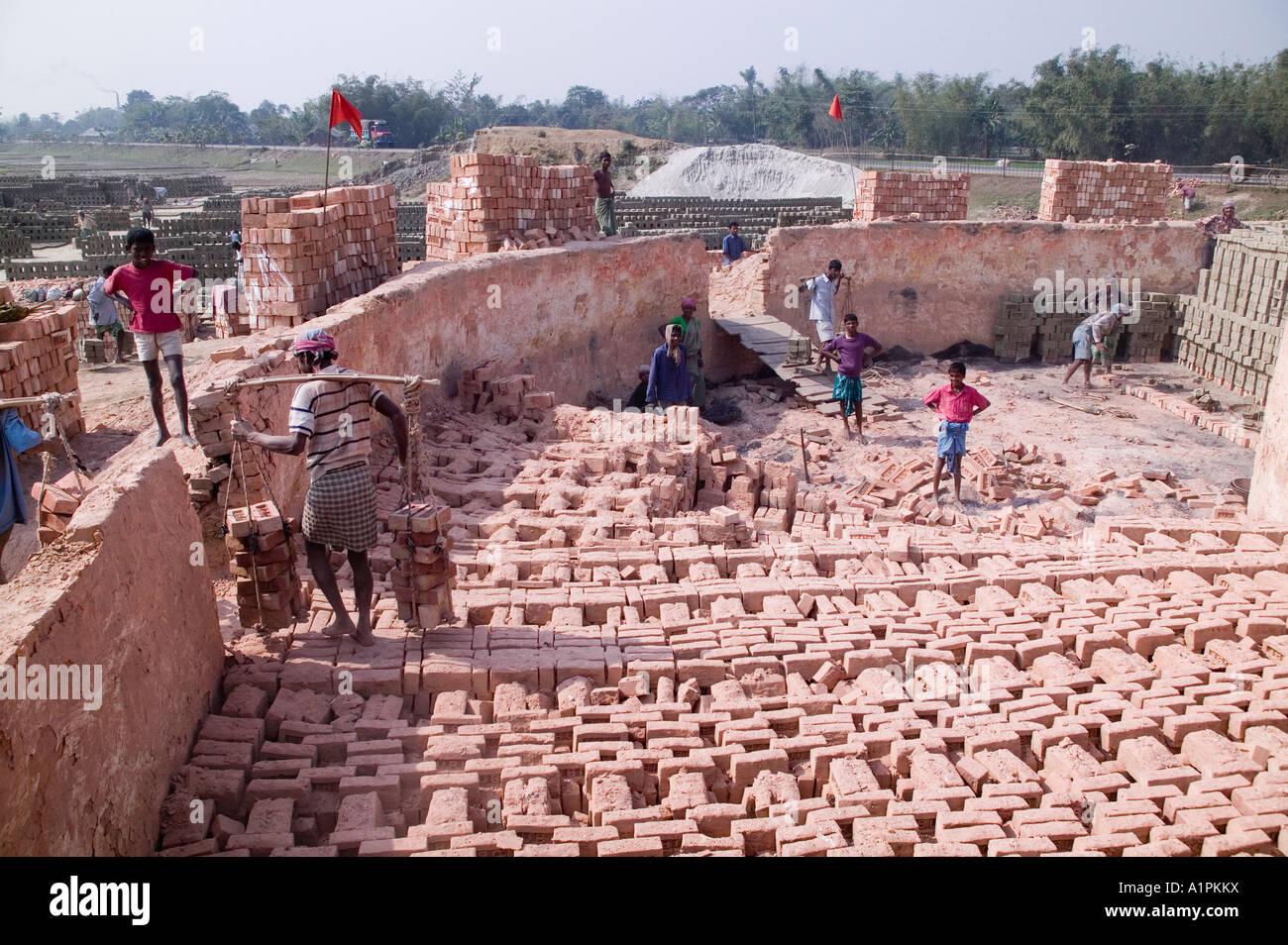A brick making factory in northern Bangladesh Stock Photo Alamy