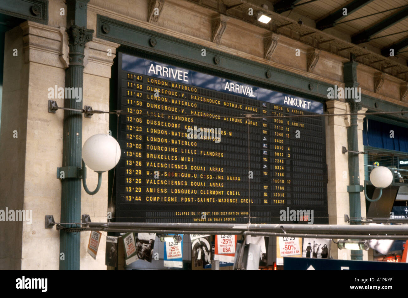 Paris, Gare Du Nord Timetable Stock Photo Alamy