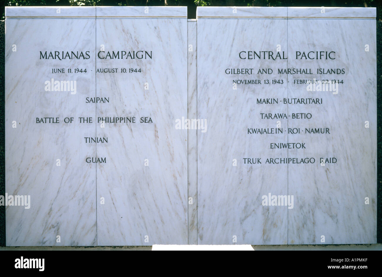 Memorial plaques remembering battles of the 2nd world war in the Philippines Stock Photo