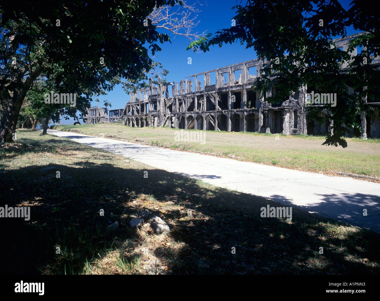 The mile long barracks, Corregidor, Philippines. Stock Photo