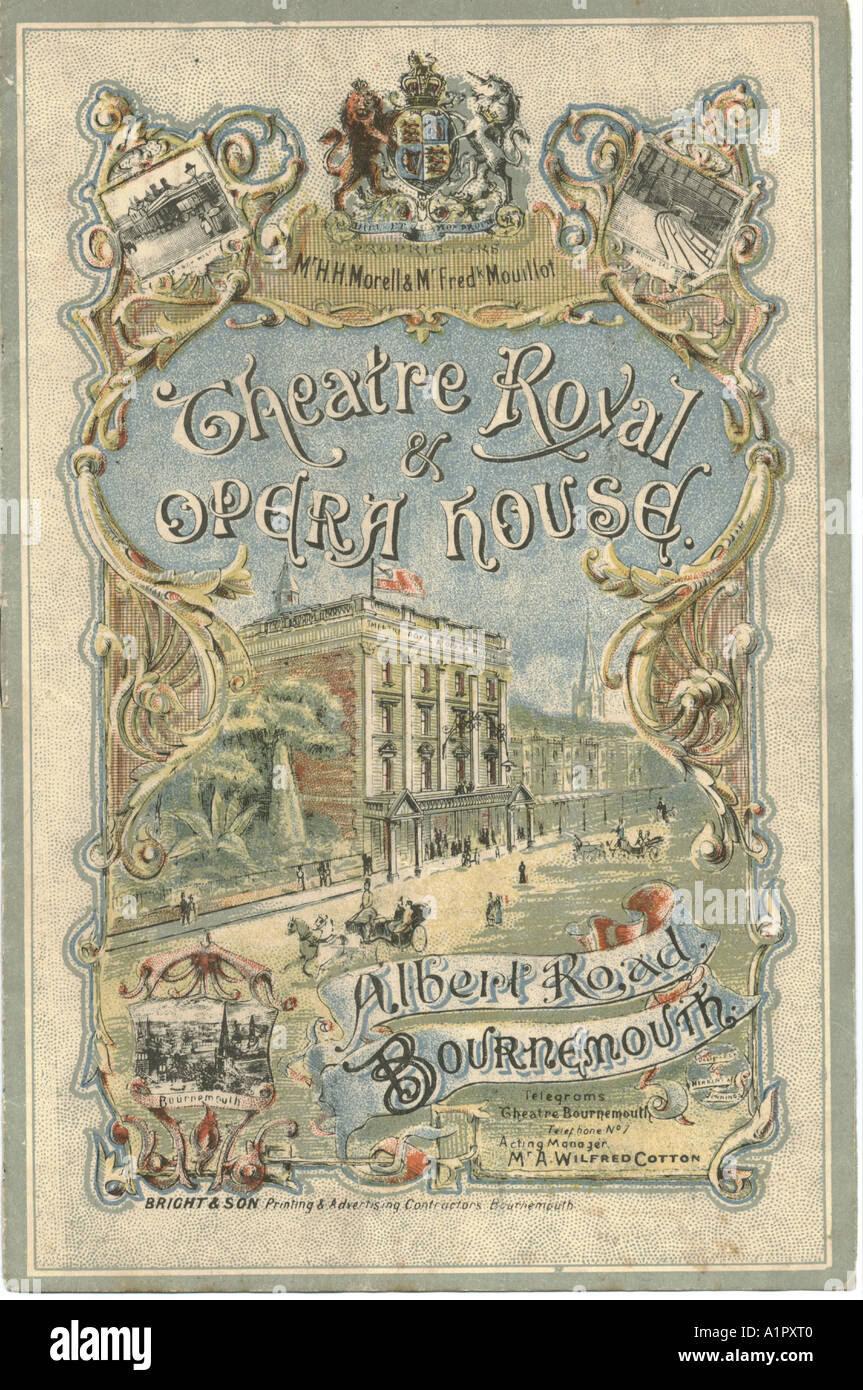 Theatre Royal & Opera House, Bournemouth programme 1897 Stock Photo
