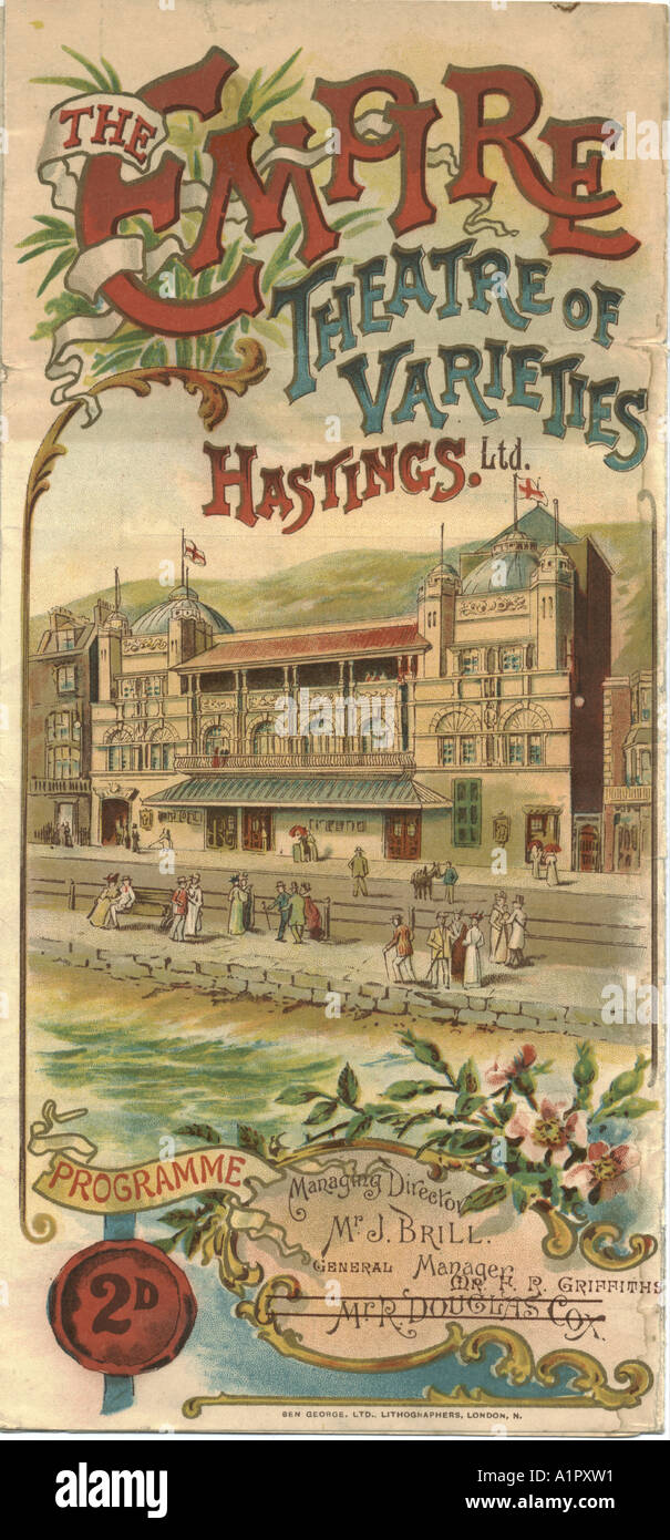 Empire  Theatre of Varieties, Hastings, programme 1901 Stock Photo