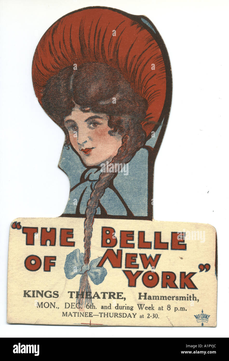 The Belle of New York die cut theatre advertisement circa 1915 Stock Photo