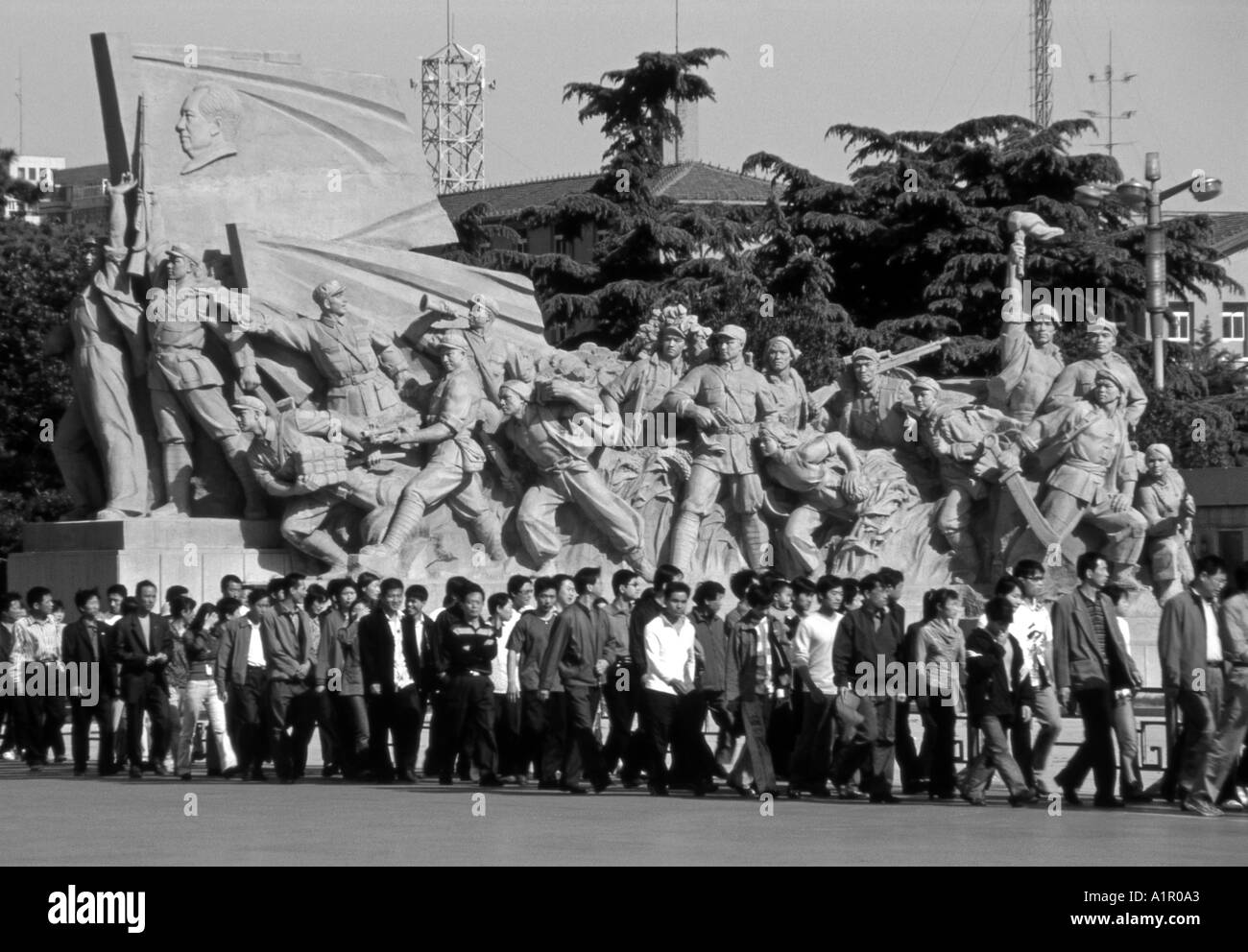 Sculpture in front of Chairman Mao's Mausoleum Tiananmen Square Beijing Peking China Chinese Asian Asiatic Asia Stock Photo