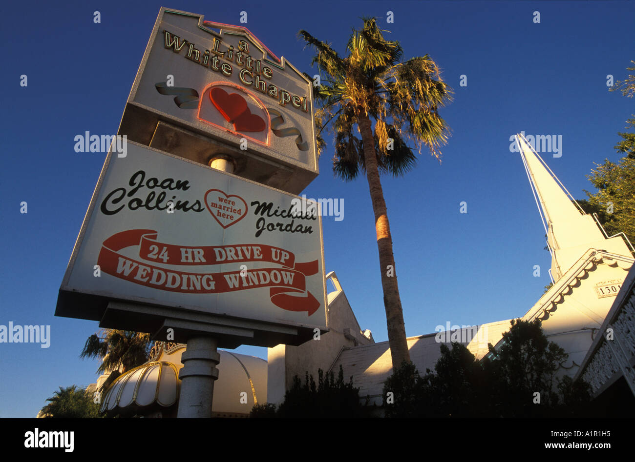 The sign of A Little Wedding Chapel the biggest  wedding business in Las Vegas Nevada USA Stock Photo