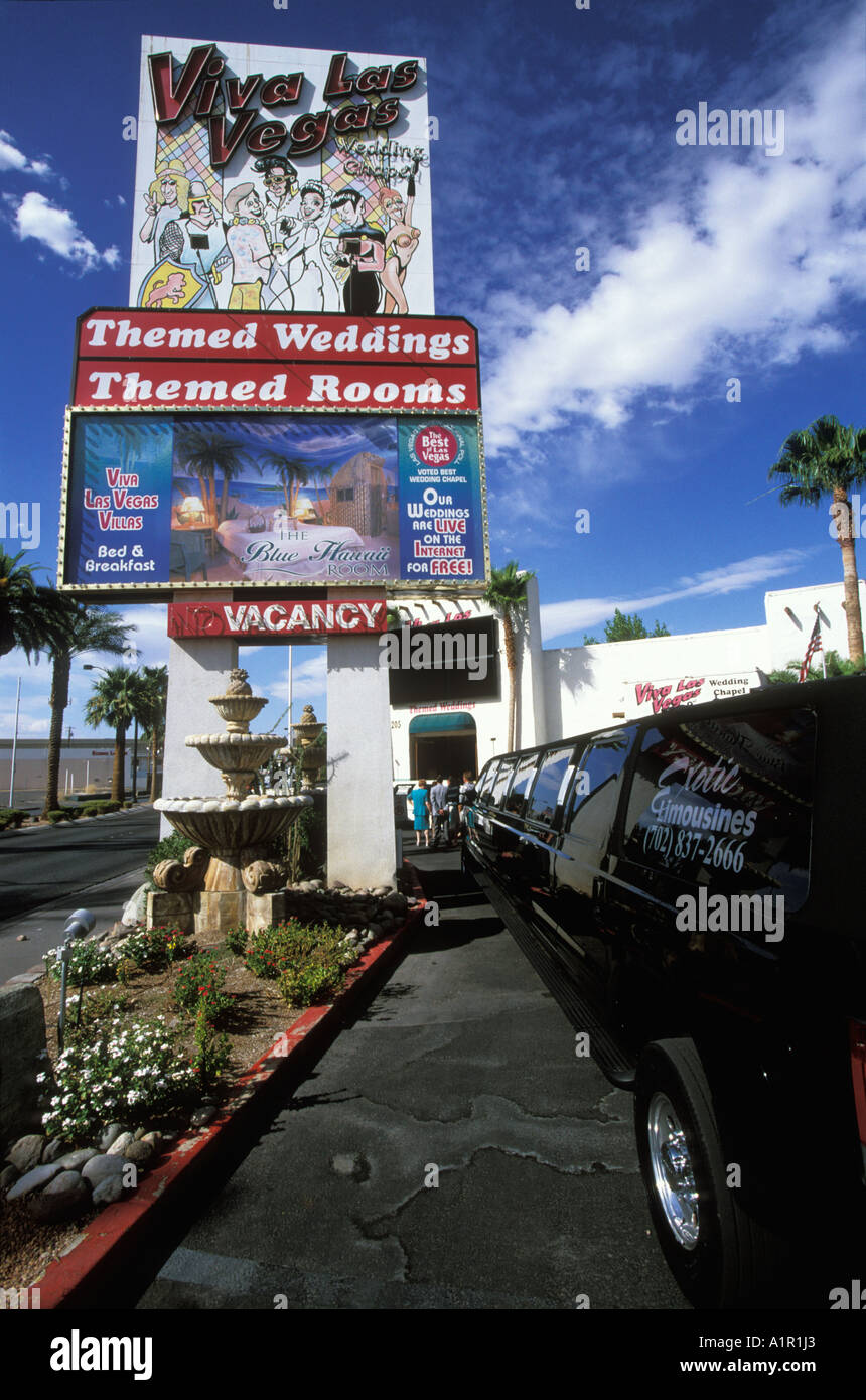 A sign at the Viva Las Vegas Wedding Chapel in Las Vegas Nevada  USA Stock Photo