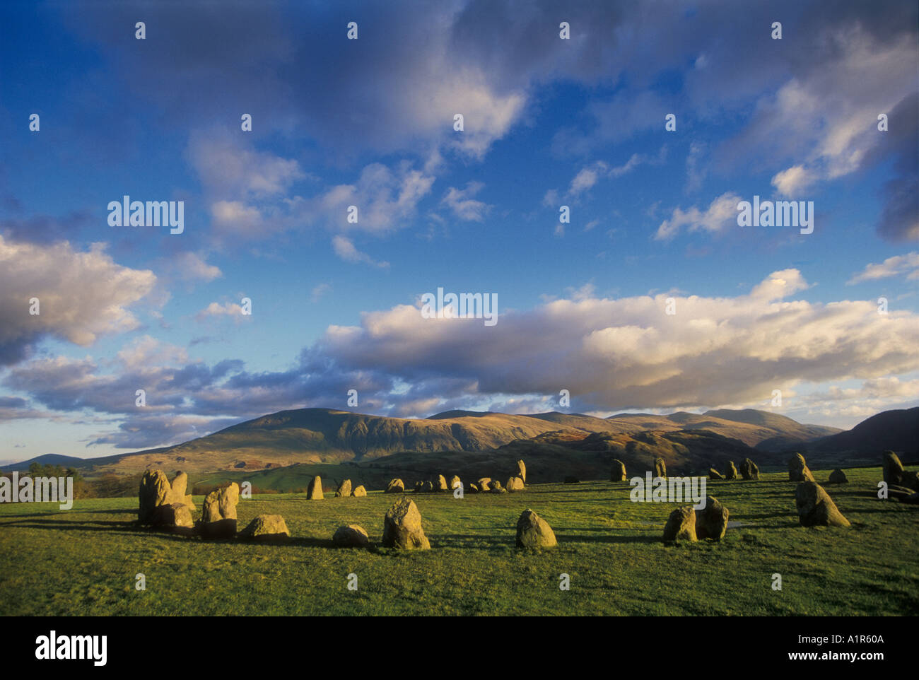 Standing stones at Castlerigg stone circle Keswick Cumbria Lake ...