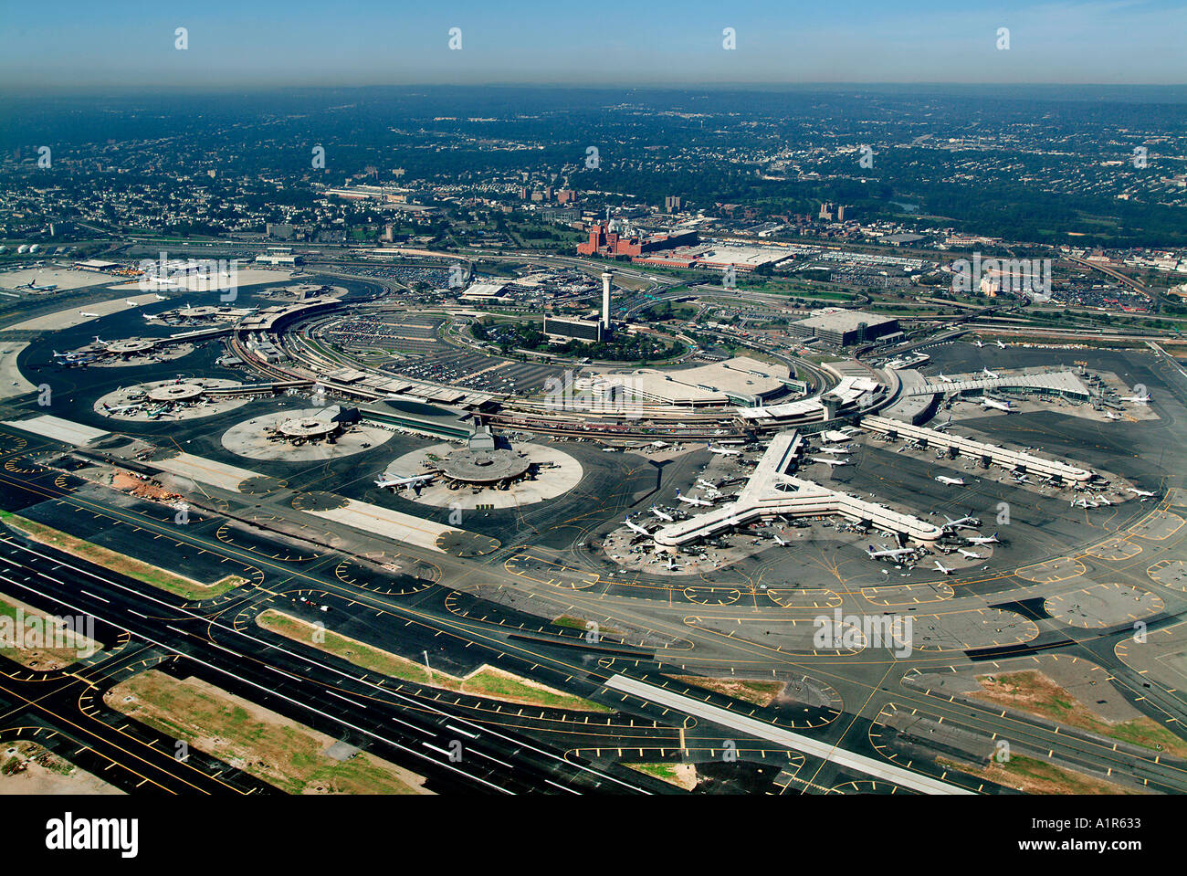 Aerial of Newark Liberty International Airport, Newark NJ Stock Photo