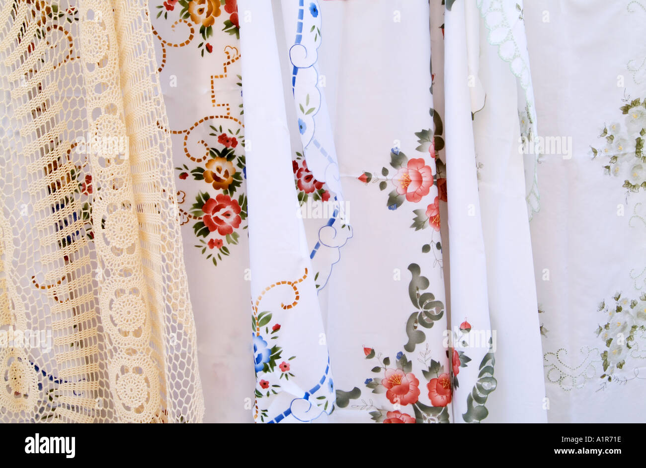 cypriot lace and tableclothes Stock Photo