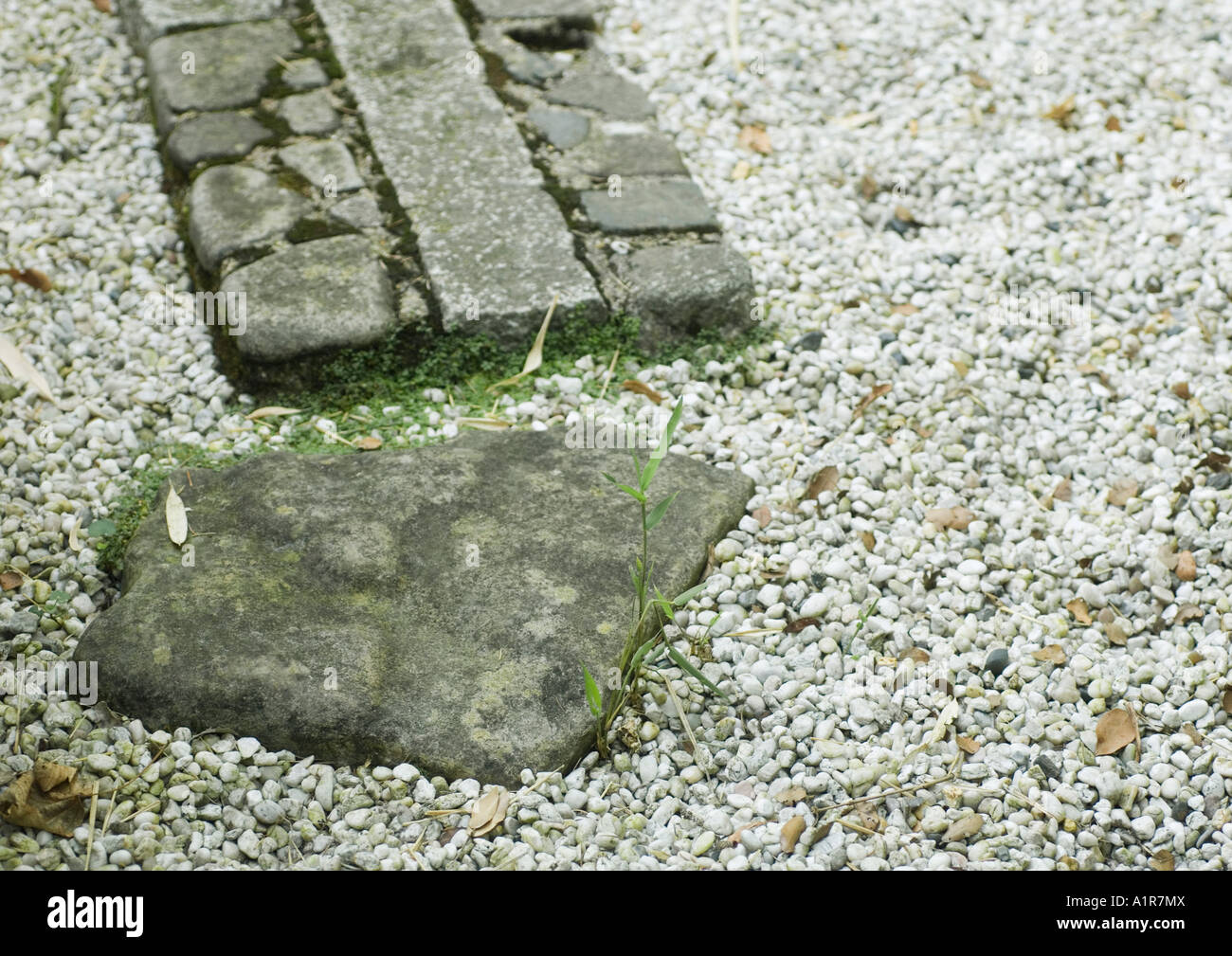 Stone border and gravel Stock Photo