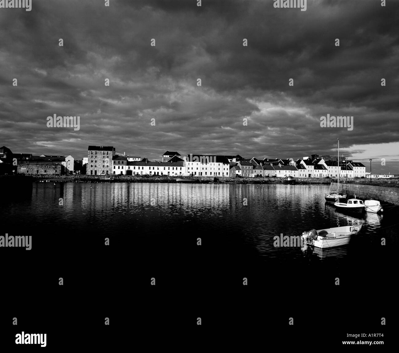 Spanish arch old port galway county galway bw black white hires stock