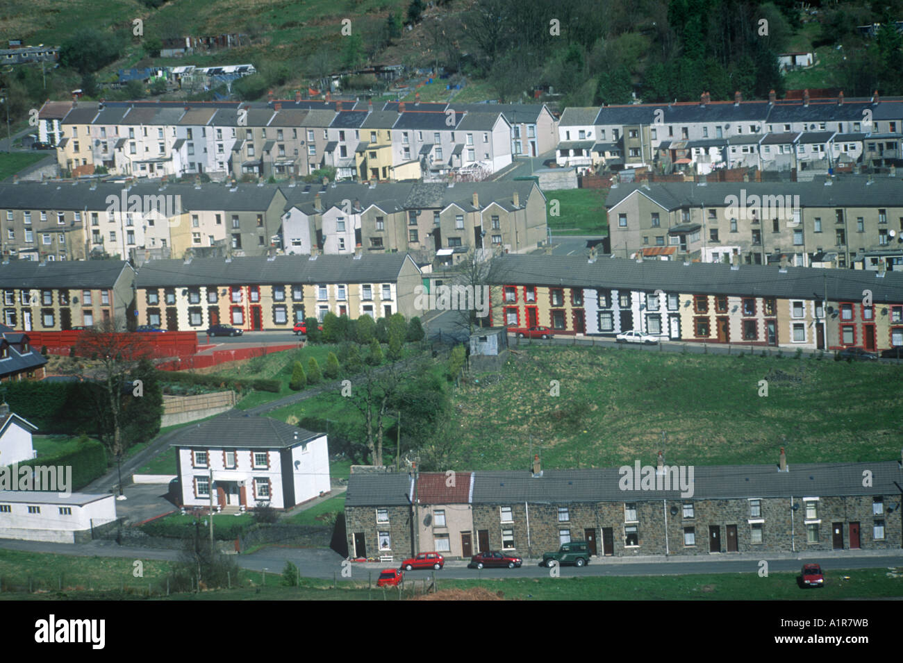 Terraced Housing Ferndale Rhondda Fach South Wales Stock Photo