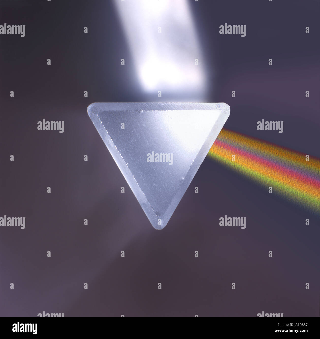 Prism Light With White Light Changing to Color Light Beam Stock Photo