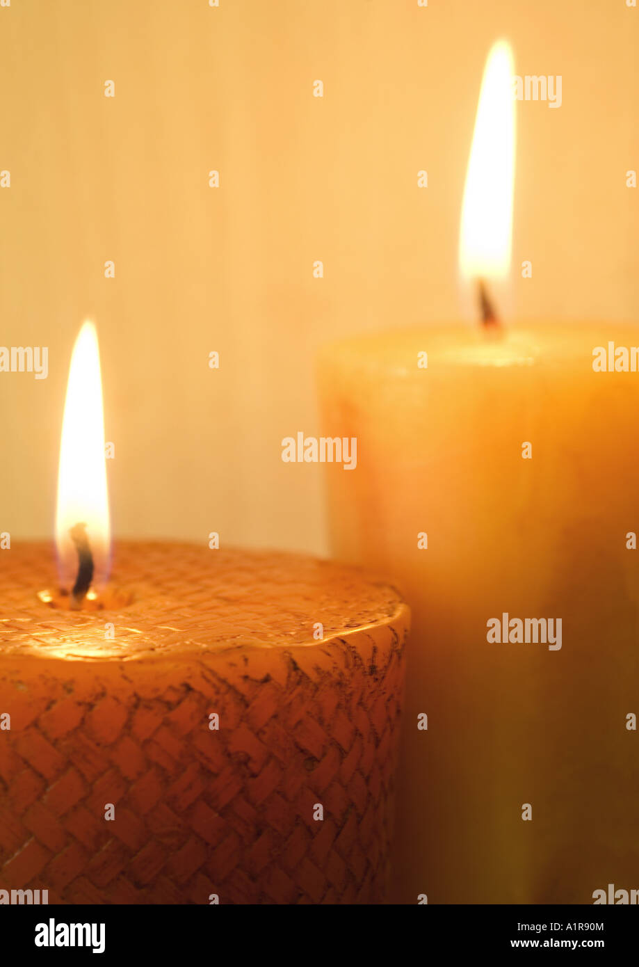 Two lit candles Stock Photo Alamy