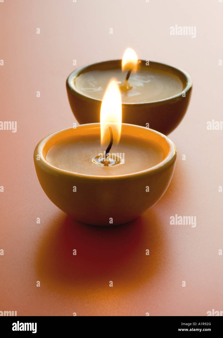 Two lit candles Stock Photo Alamy
