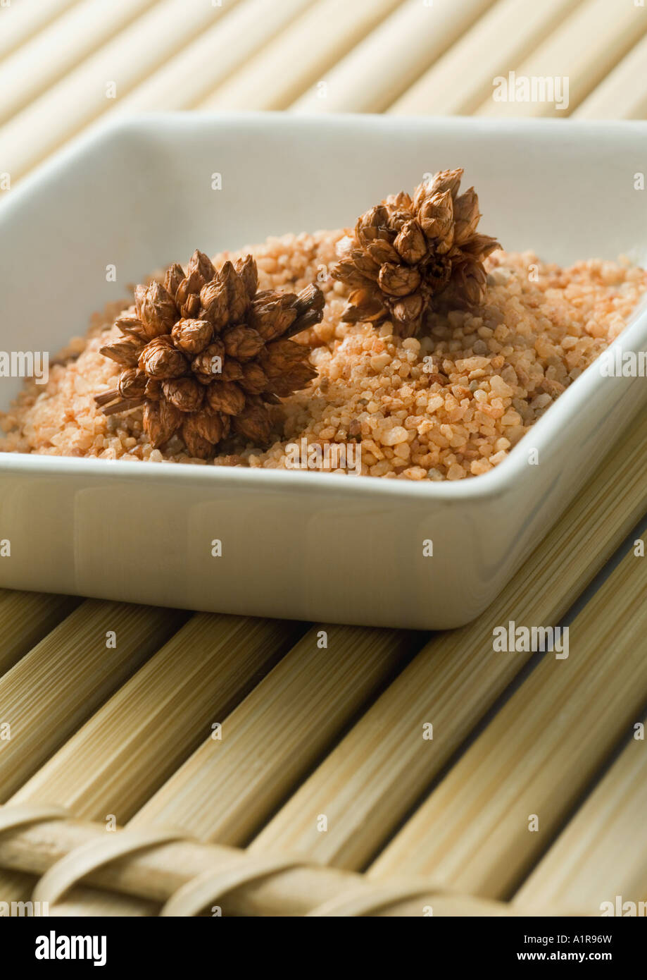 Bath salts and dried flowers Stock Photo Alamy