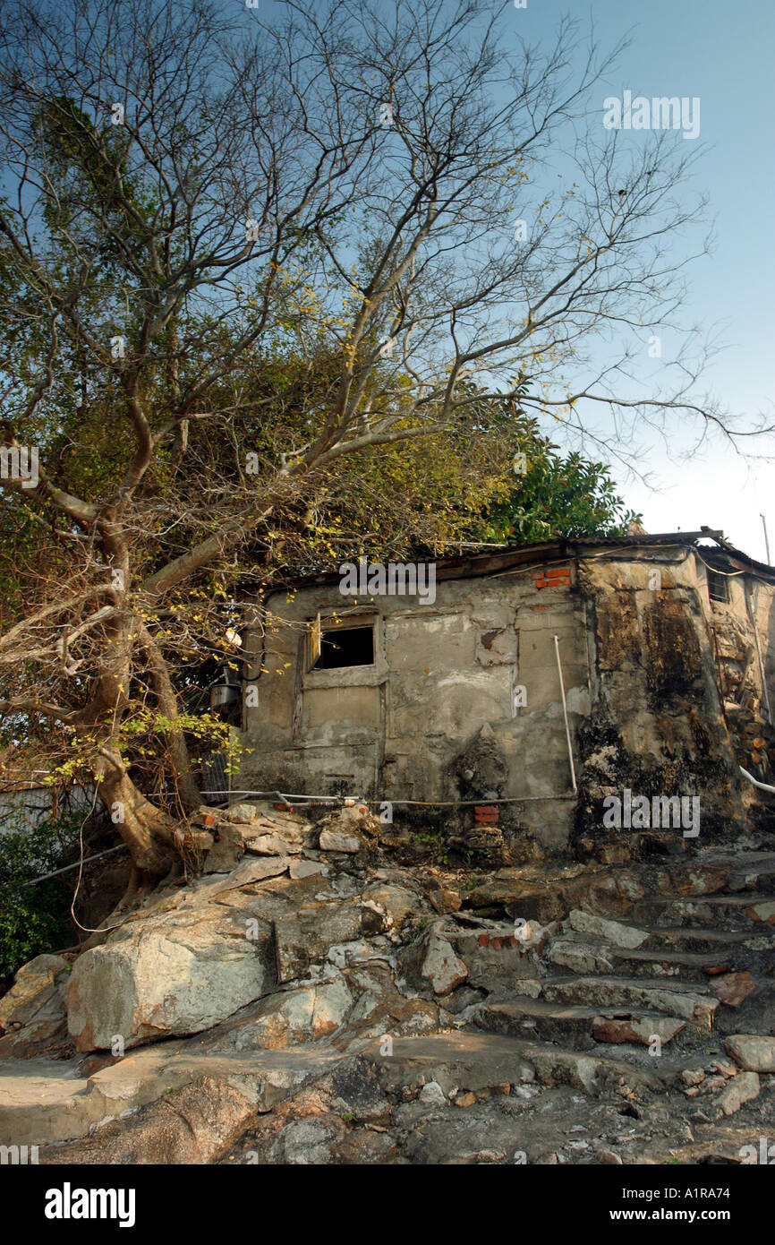Old stone house hong kong landscape travel respectful shabby worn out