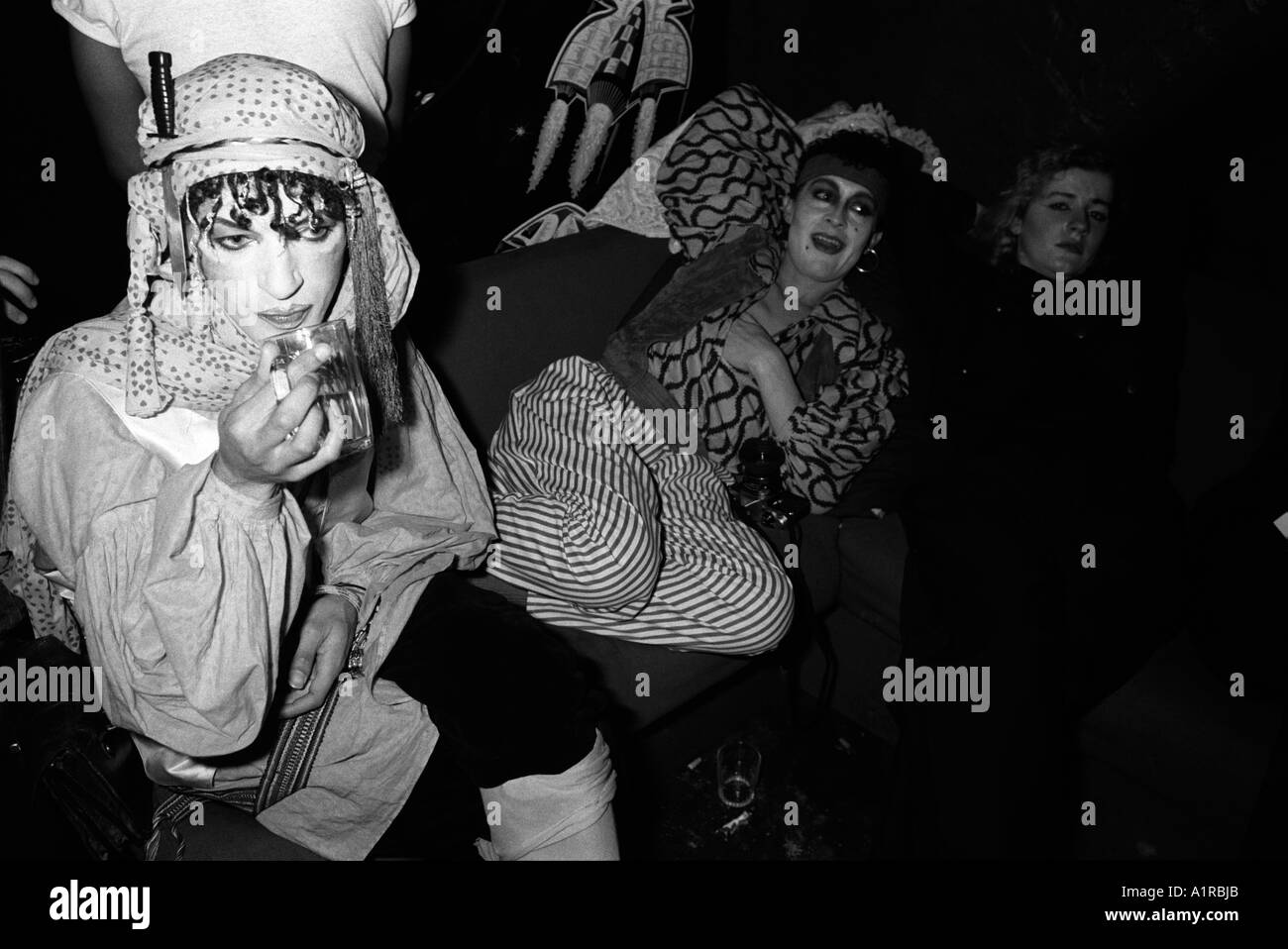 New Romantics at an under the arches night club nightclub Charring Cross central London England UK 1980s HOMER SYKES Stock Photo