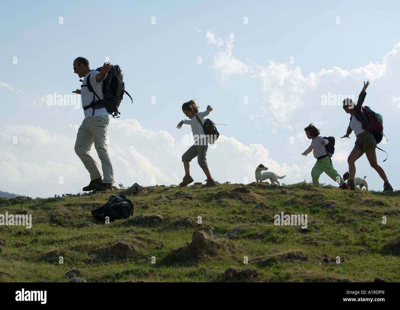 Hikers with dog Stock Photo Alamy