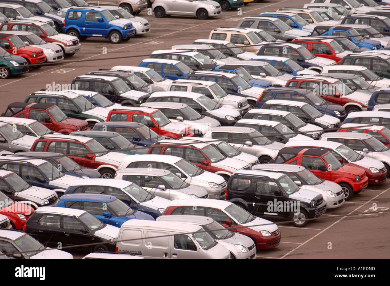 New Suzuki Cars And Vans Parked At Avonmouth Docks Near Bristol Uk