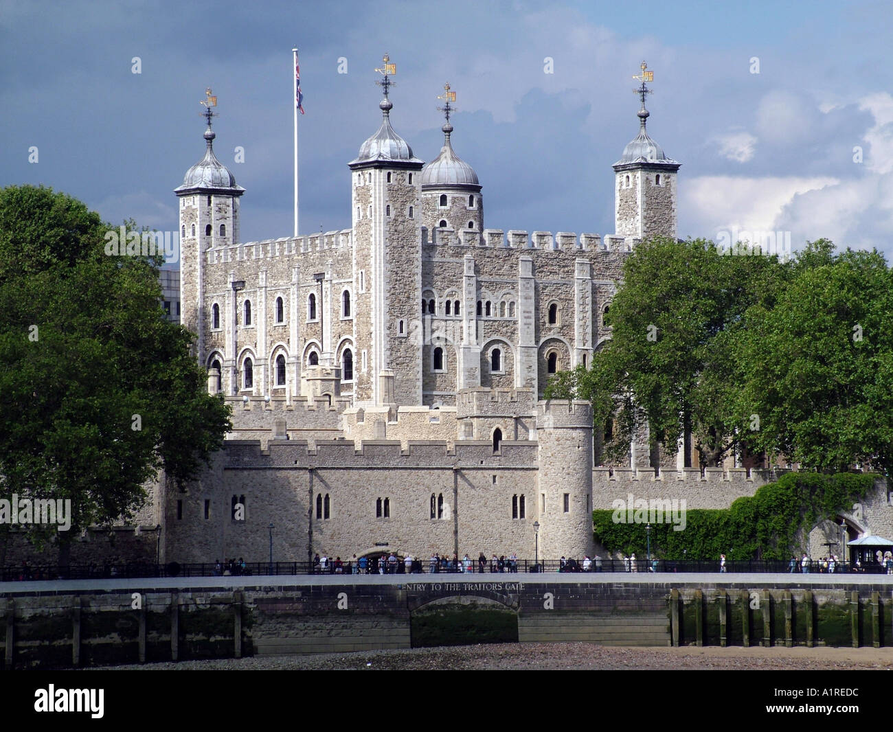 Tower of London and entrance to Traitors Gate on the River Thames