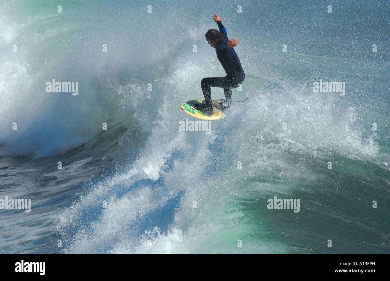 Surfing Steamers Lane Santa Cruz California fall 2003 Stock Photo Alamy