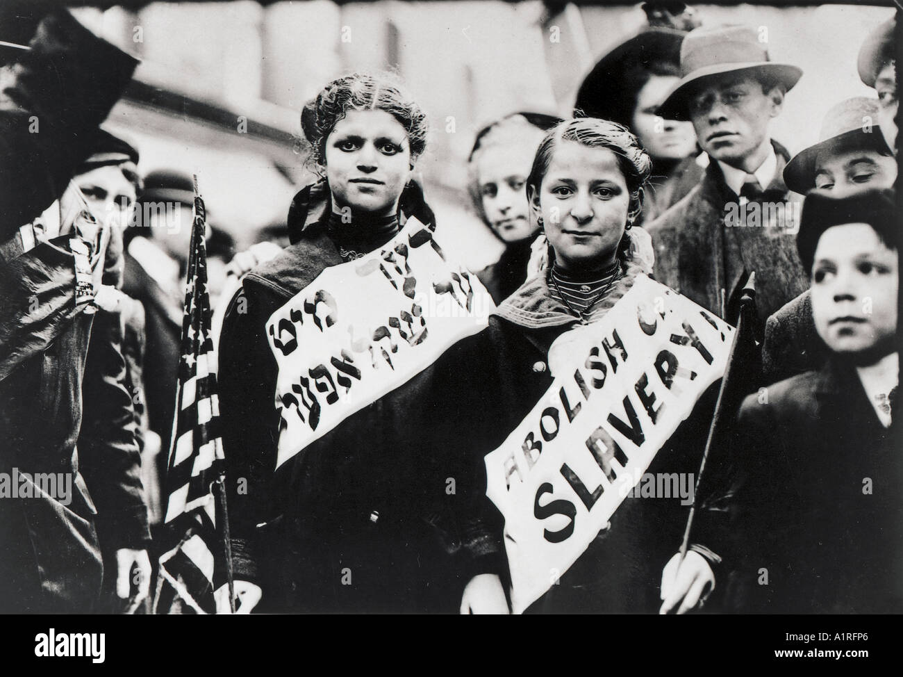 Girls march to abolish child slavery Stock Photo
