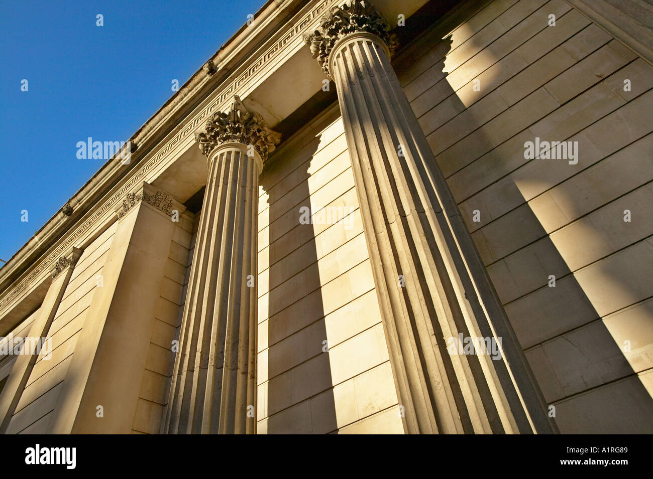 detail of pillars on bank of england facade Stock Photo