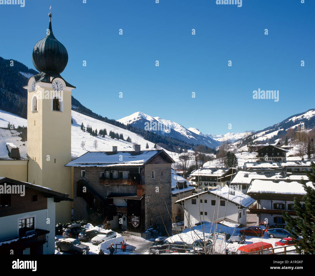 Resort Centre, Saalbach, Salzburgerland, Tyrol, Austria Stock Photo