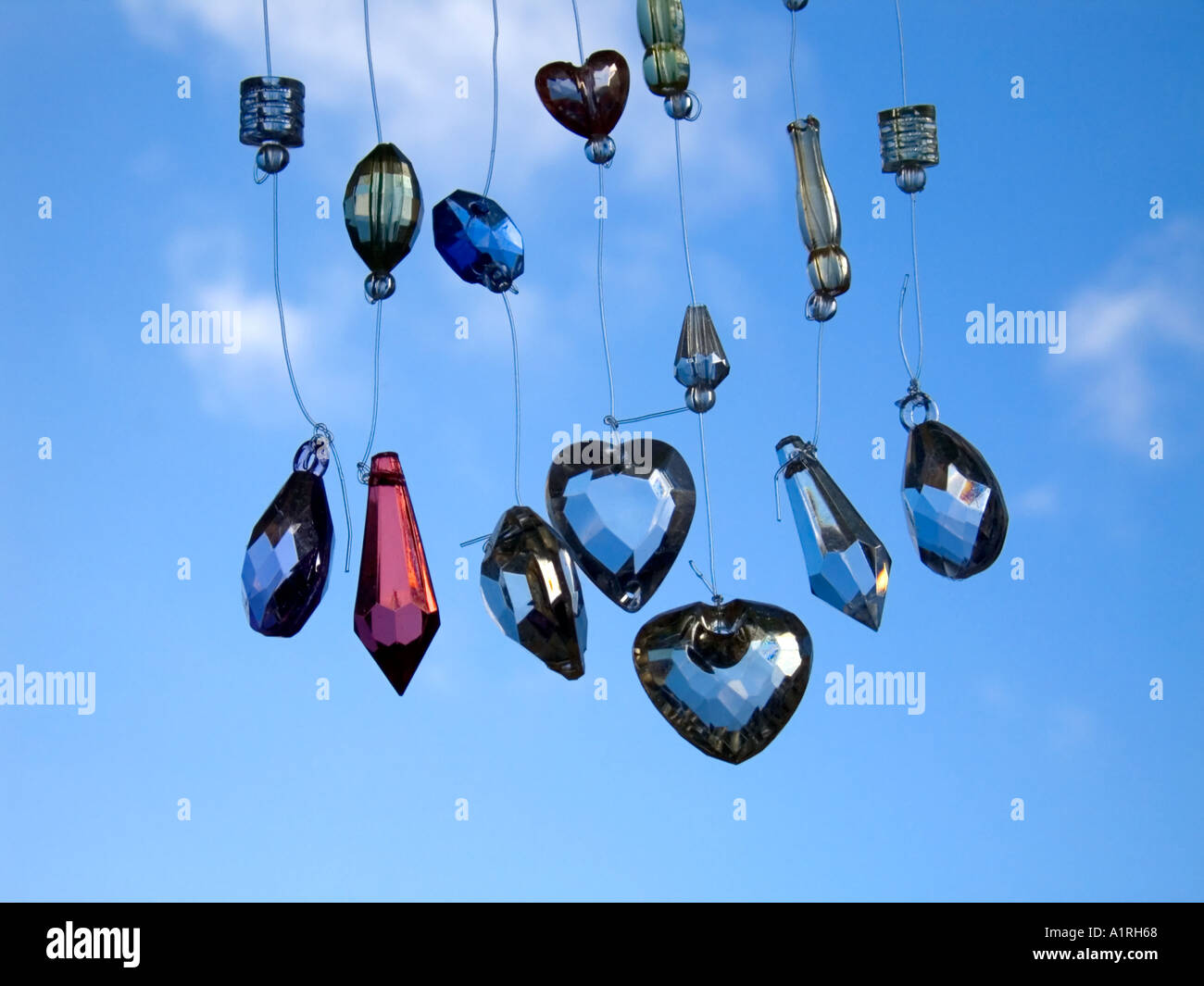 Decorative Healing Crystals Hanging In A Window Stock Photo