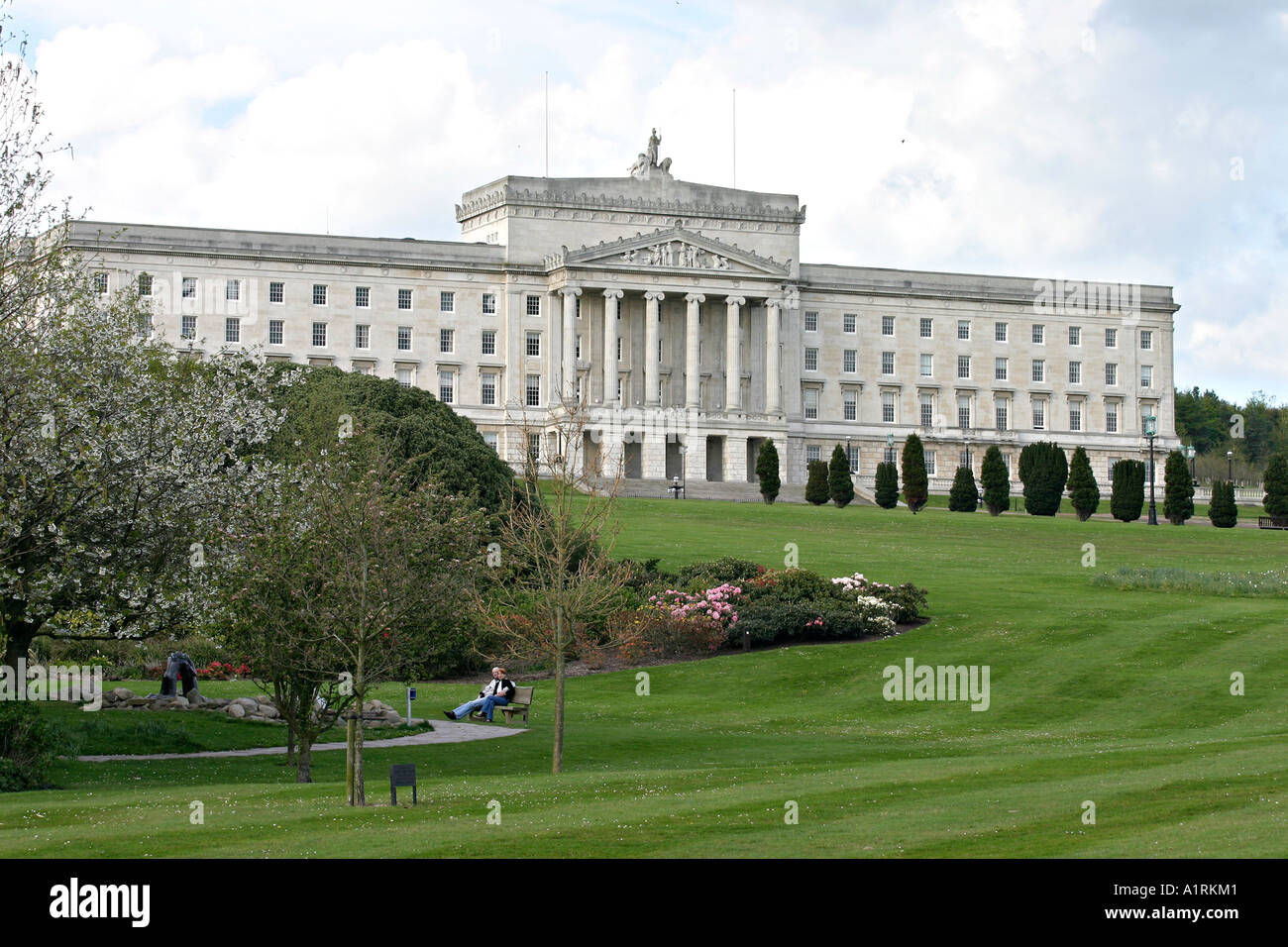 Stormont Castle: the sometimes seat of Northern Ireland s parliament surrounded by its well kept green grounds Stock Photo