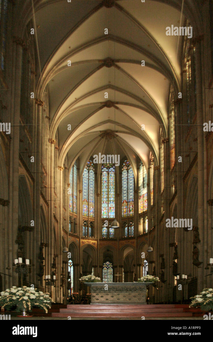 Gothic Nave Interior Cologne Cathedral North Rhine