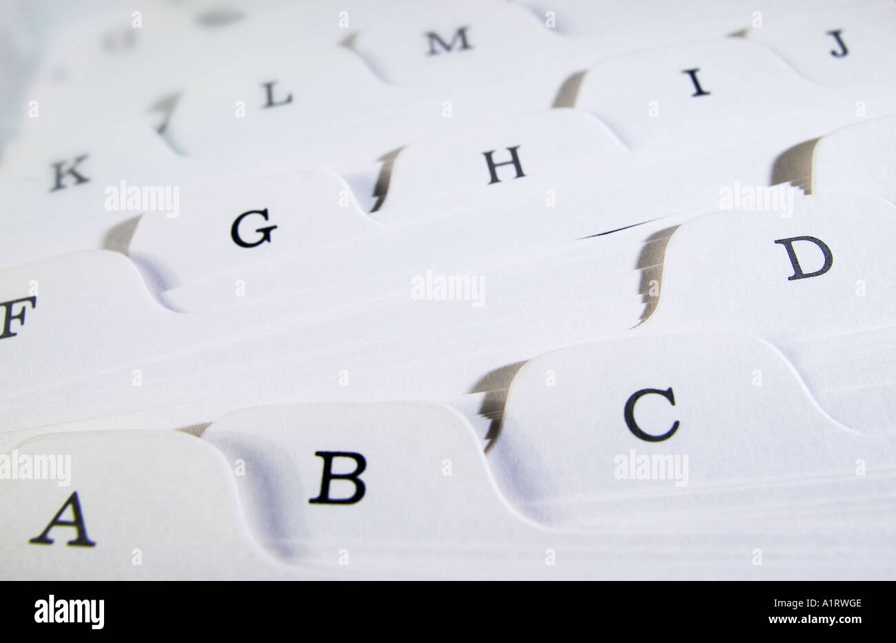 Alphabetical Index cards Stock Photo Alamy