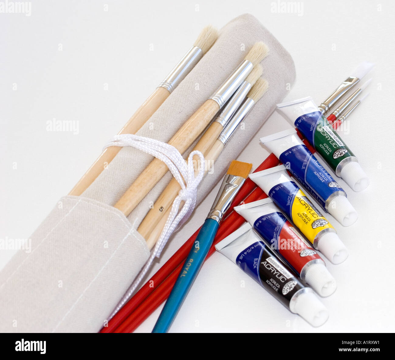 Art brushes & paint tubes Stock Photo Alamy