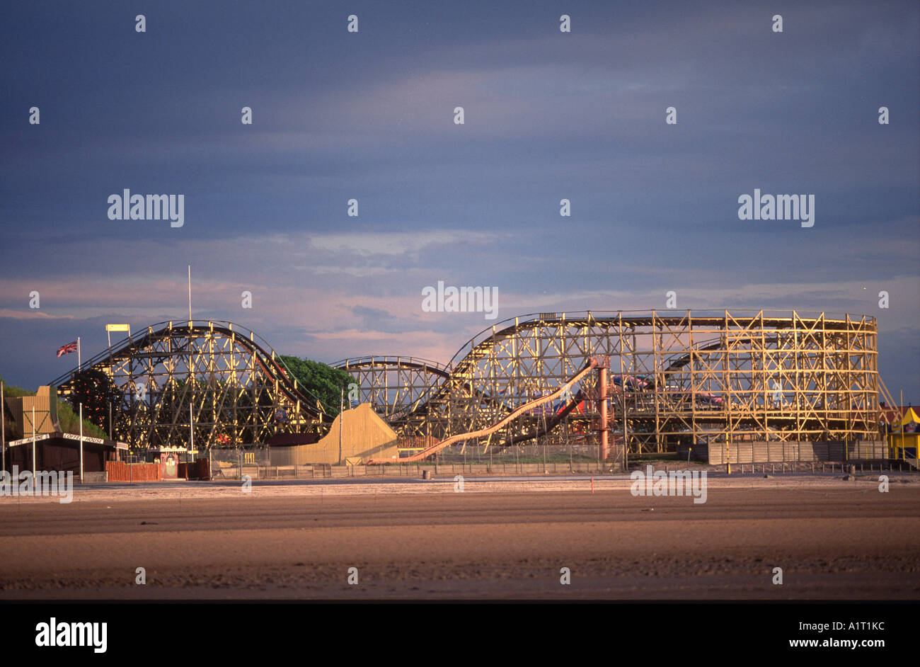 wooden rollercoaster at Southport Lancashire England Stock Photo