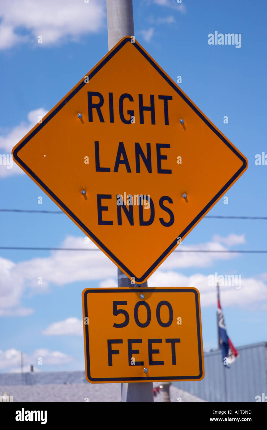 Road sign right lane ends hires stock photography and images Alamy