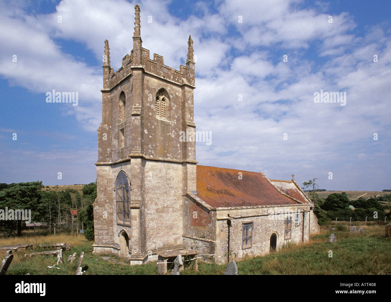 Imber Village Salisbury Plain Wiltshire England Church of St Giles From South West Stock Photo