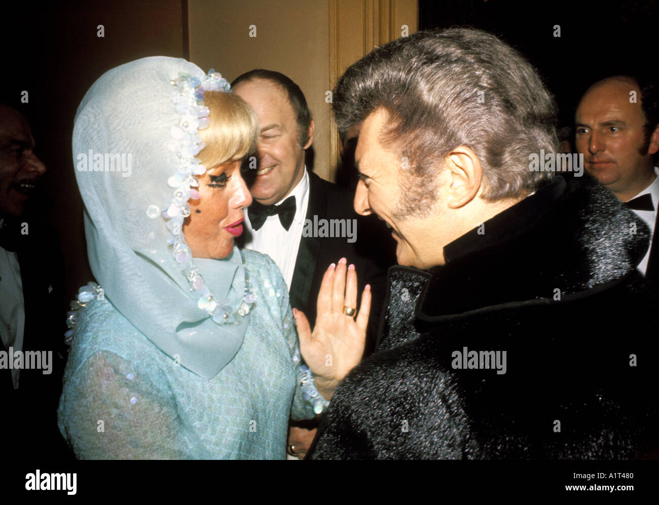 Ginger Rogers and Liberace at the Mame first night Theatre Royal Drury Lane 1969 Stock Photo