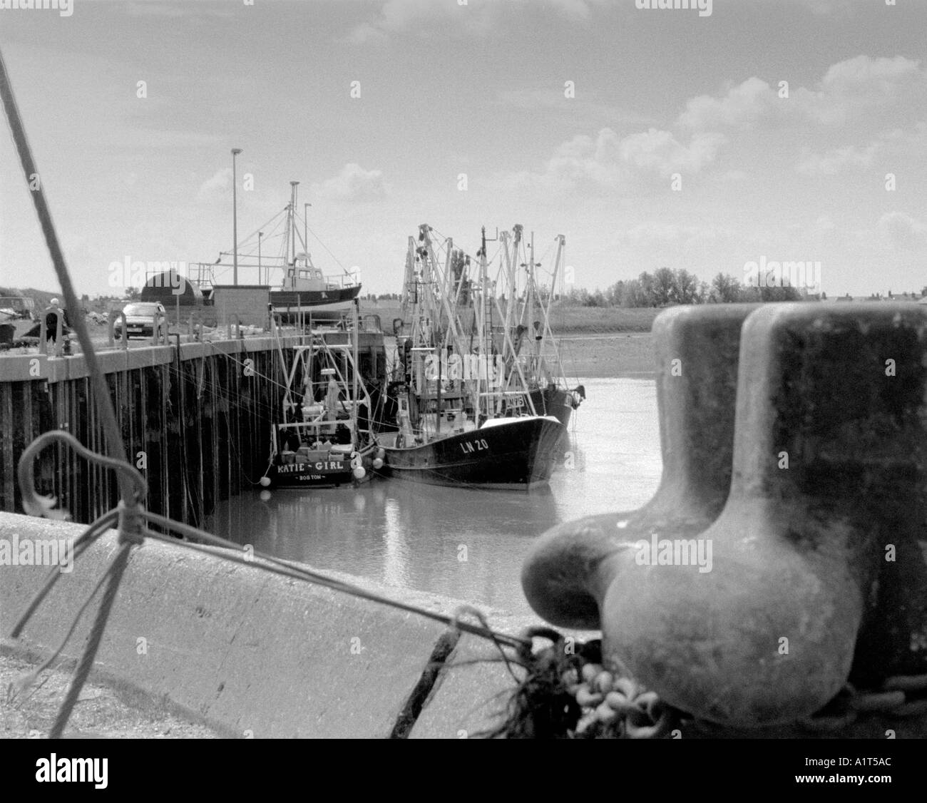 Fishing moored in port Black and White Stock Photos & Images - Alamy