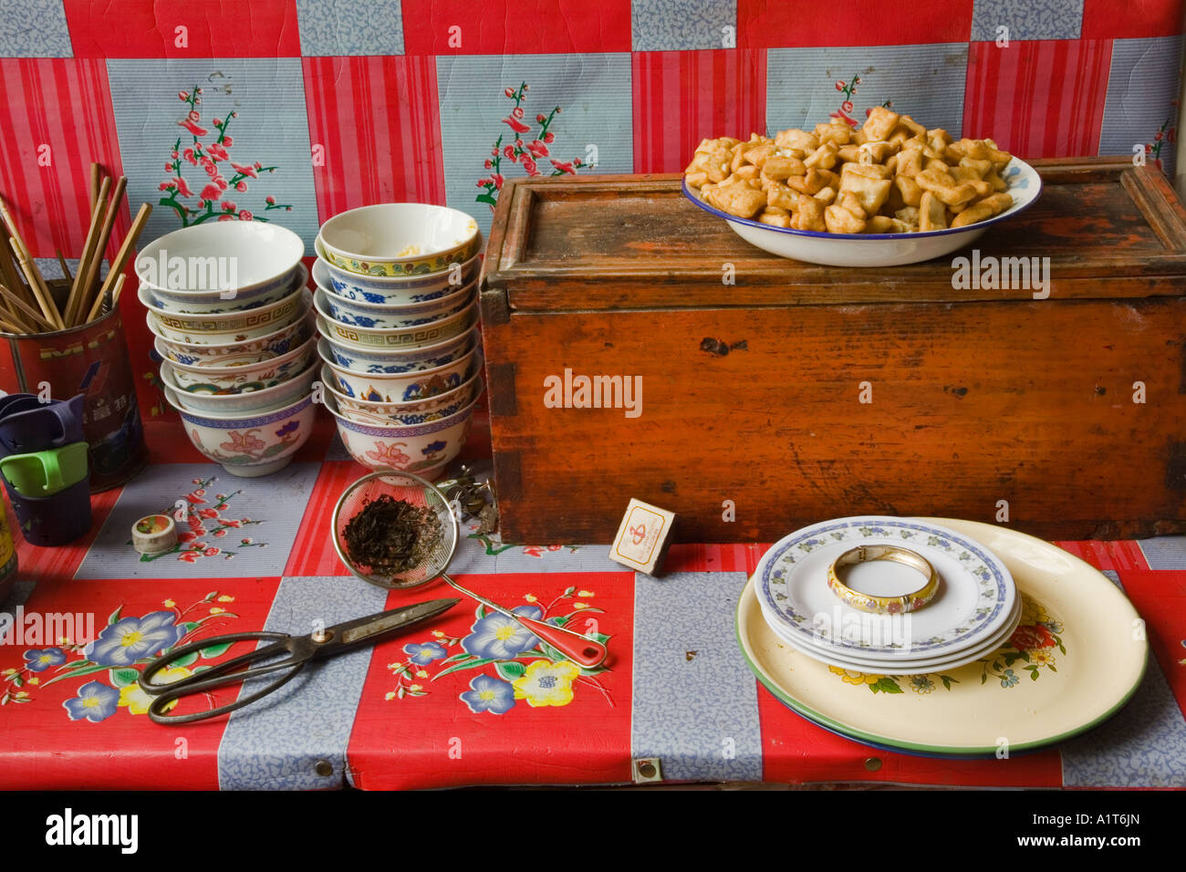 Typical Setting Of A Tibetan Kitchen In Amdo Tibet Stock Photo Alamy