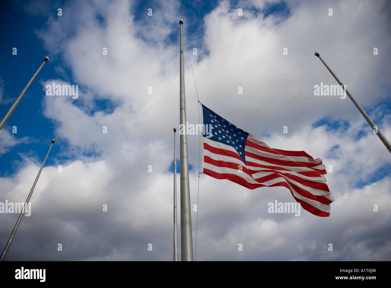 An American flag at half mast Stock Photo Alamy