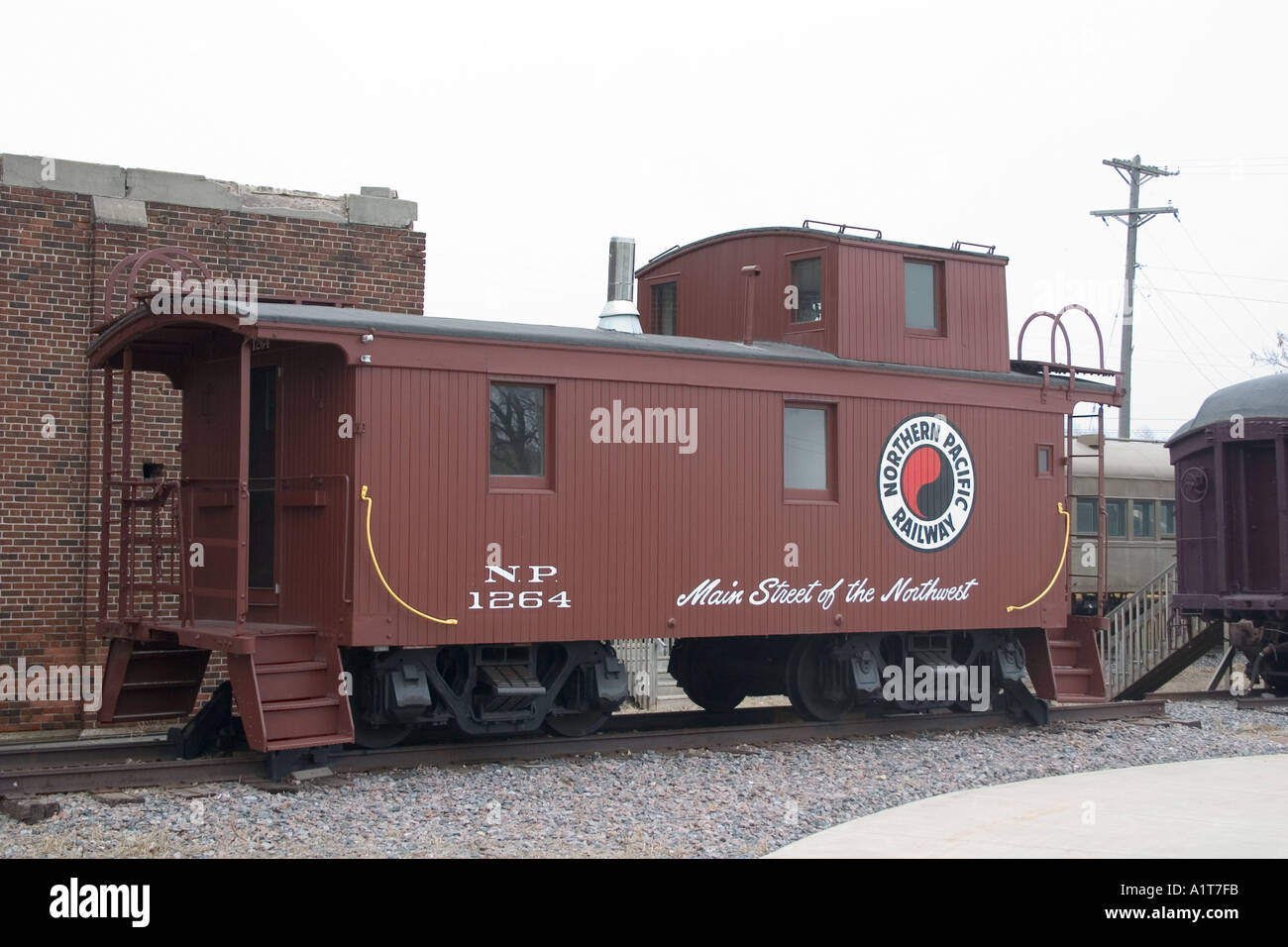 Restored Northern Pacific Railway caboose exhibited at the Minnesota