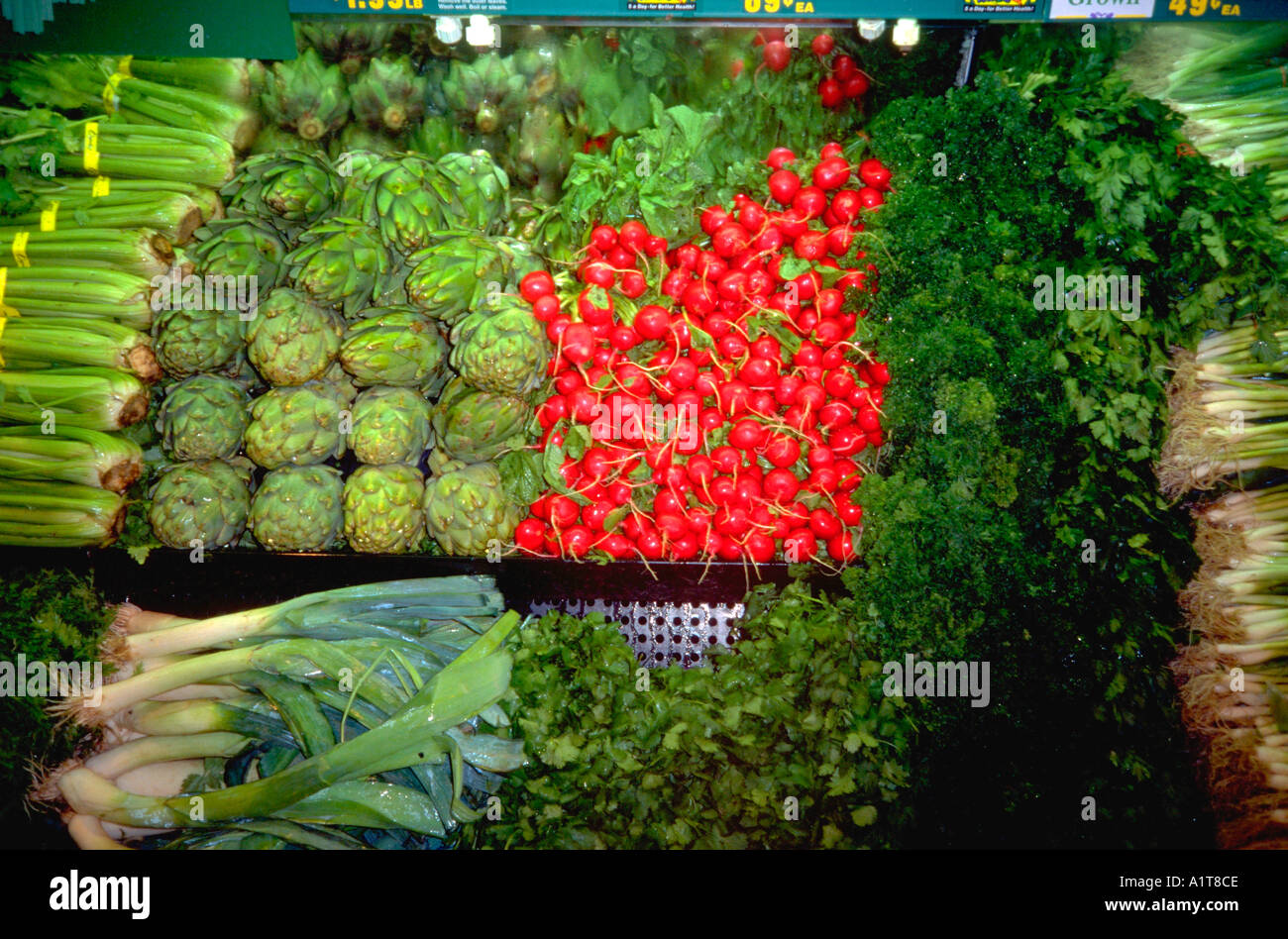 Supermarket grocery store vegetable display. St Paul Minnesota MN USA