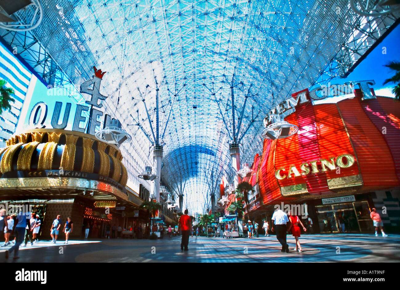 Las Vegas, Nevada USA, Wide Angle View, Exterior Street Scene, "Old Strip District" with Atrium Covering, Shopping Mall Stock Photo