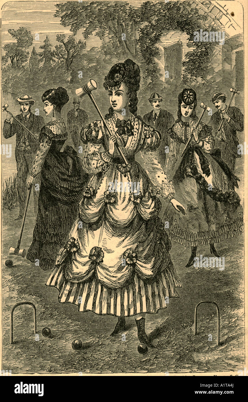 The Croquet Queen, a plate from Croquet by Captain Mayne Reid, New York 1869 Stock Photo