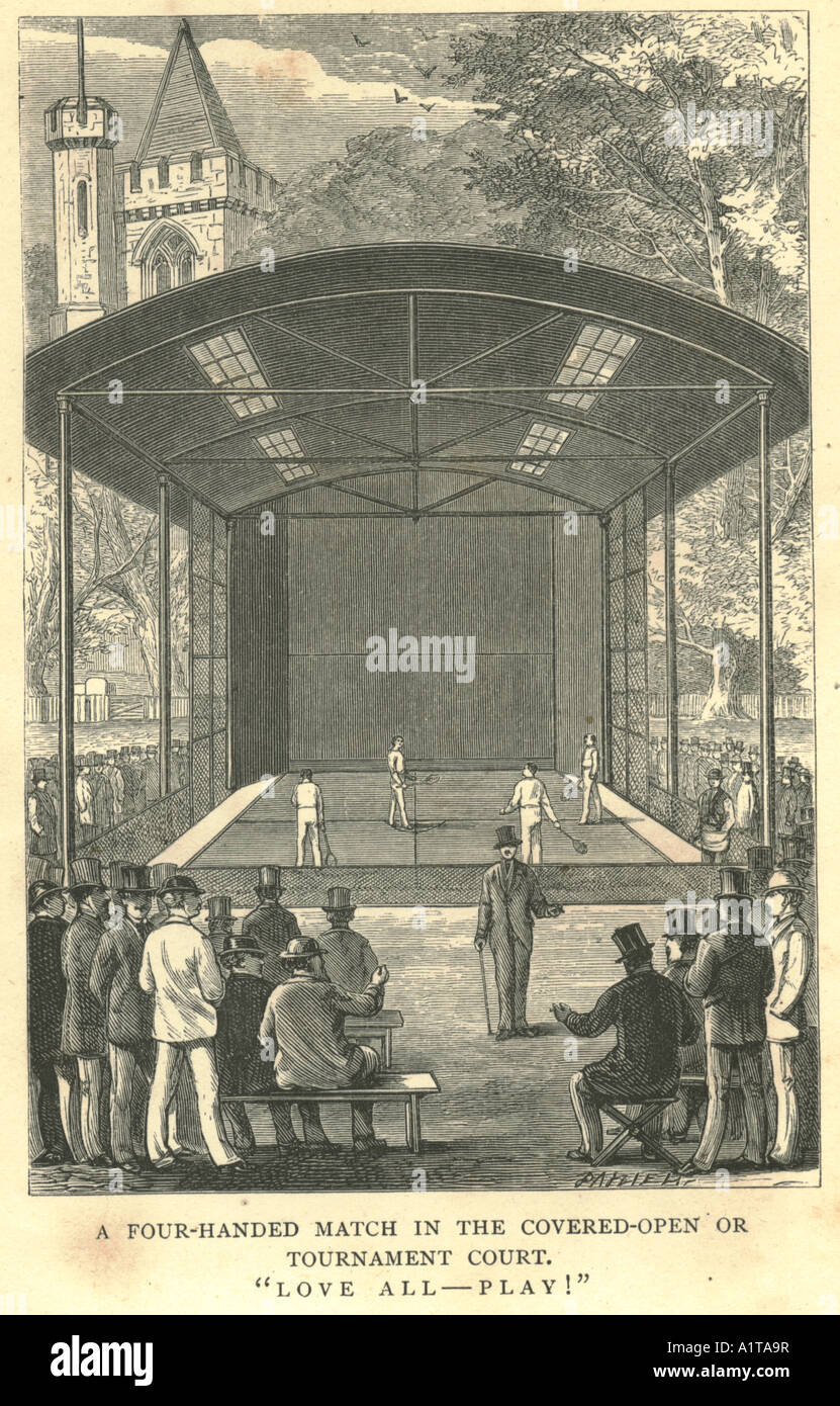 Racquets court by Dalziel 1872 Stock Photo
