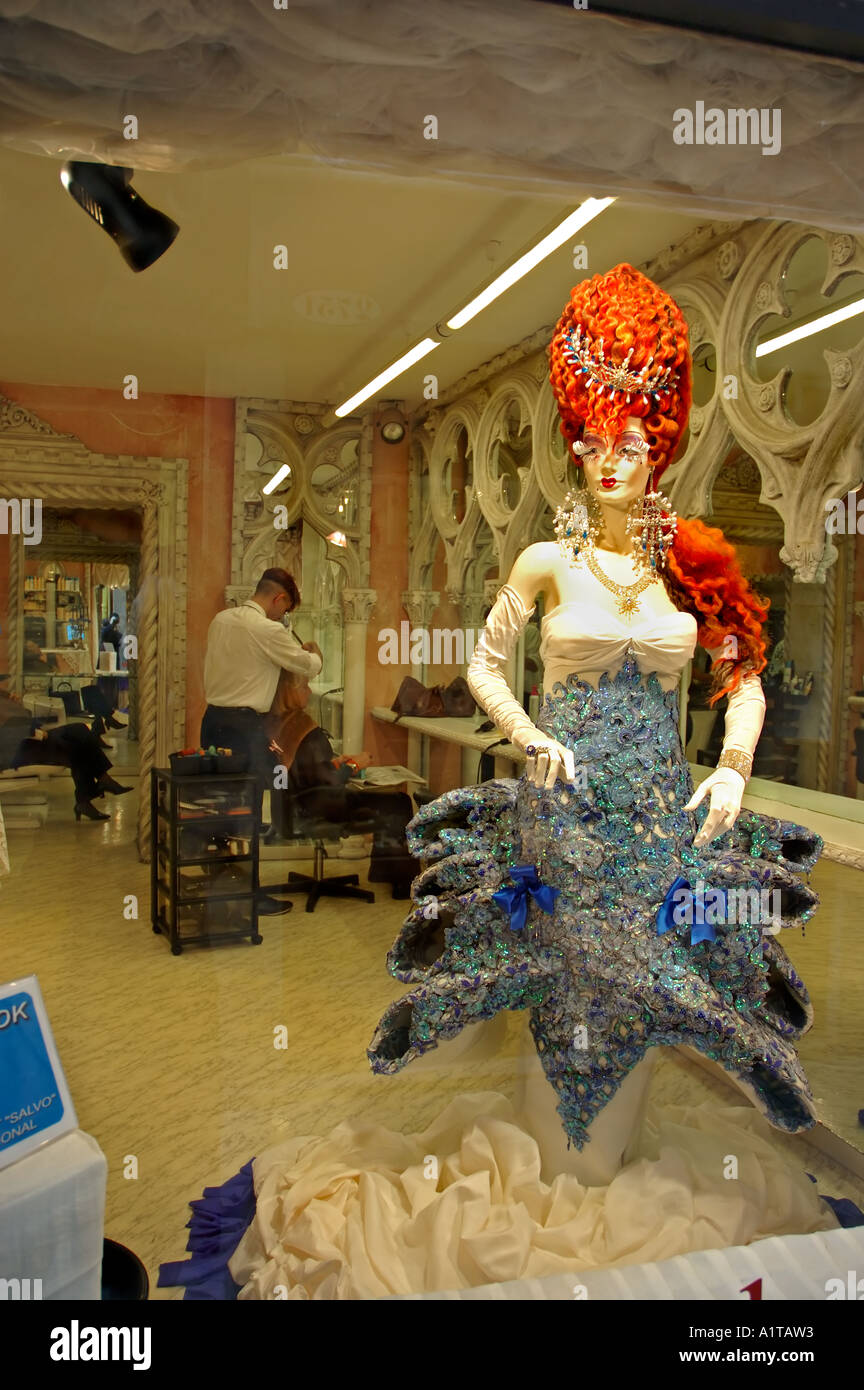 Outrageous Window Display in "Venice Italy" hairdresser