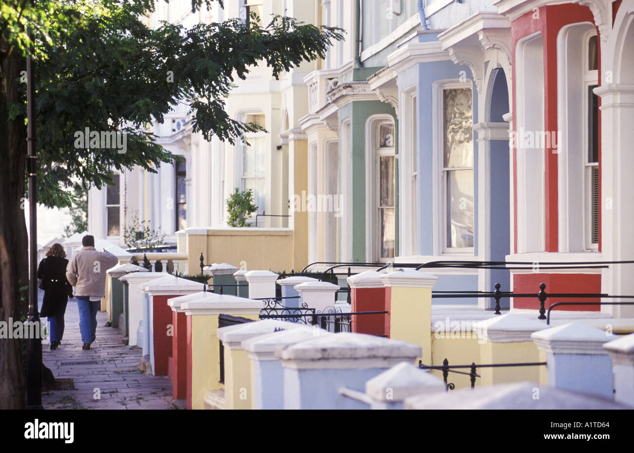 Nottinghill gate London Pastel coloured houses now one of the smartest and most expensive areas